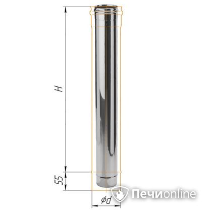 Дымоход Феррум Дымоход нержавейка 08 d-115 L=1м в Мытищах