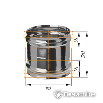Дымоход Феррум Адаптер ММ для печи нержавеющий 08 d-120 в Мытищах