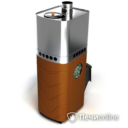 Дровяная банная печь TMF Бирюса 2013 Carbon терракота с закрытой каменкой в Мытищах